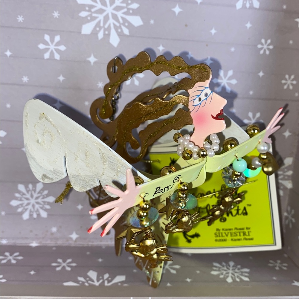 Karen Rossi Silvestri Fanciful Flights Vintage Angel Ornament Hand Painted